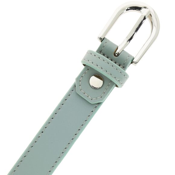 4691- Women Genuine Italian Leather Belt Luna, Made In France- Gray Green,